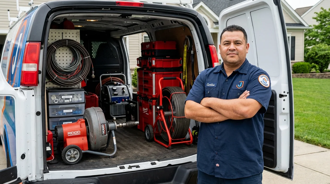 Professional drain cleaning equipment and Johns Plumbing LLC plumber in Gaffney